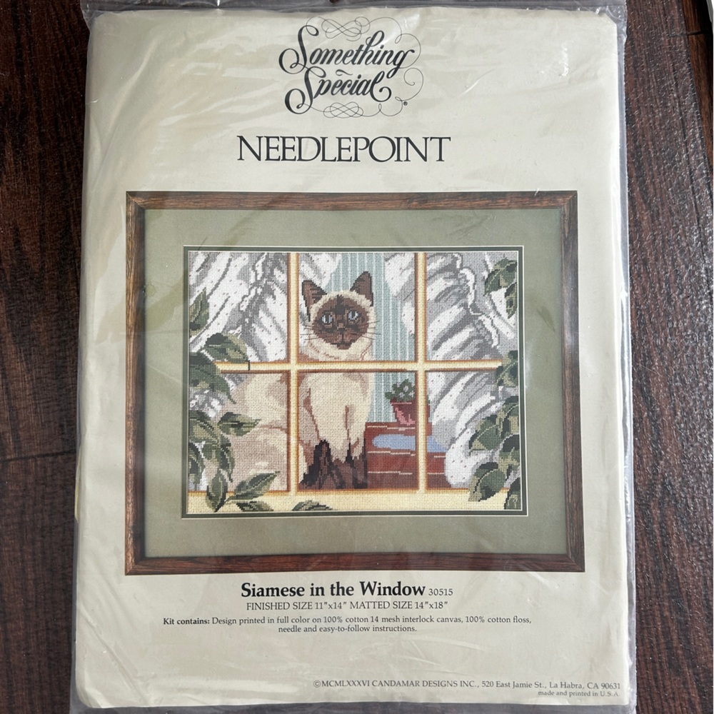 Something Special 'Siamese In The Window' Needlepoint Kit #30515 Sealed